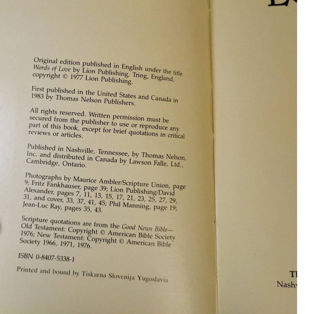 Thomas Nelson Publishers words love